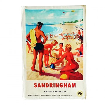 Tea Towel | Travel Beach Poster | Sandringham | Cotton